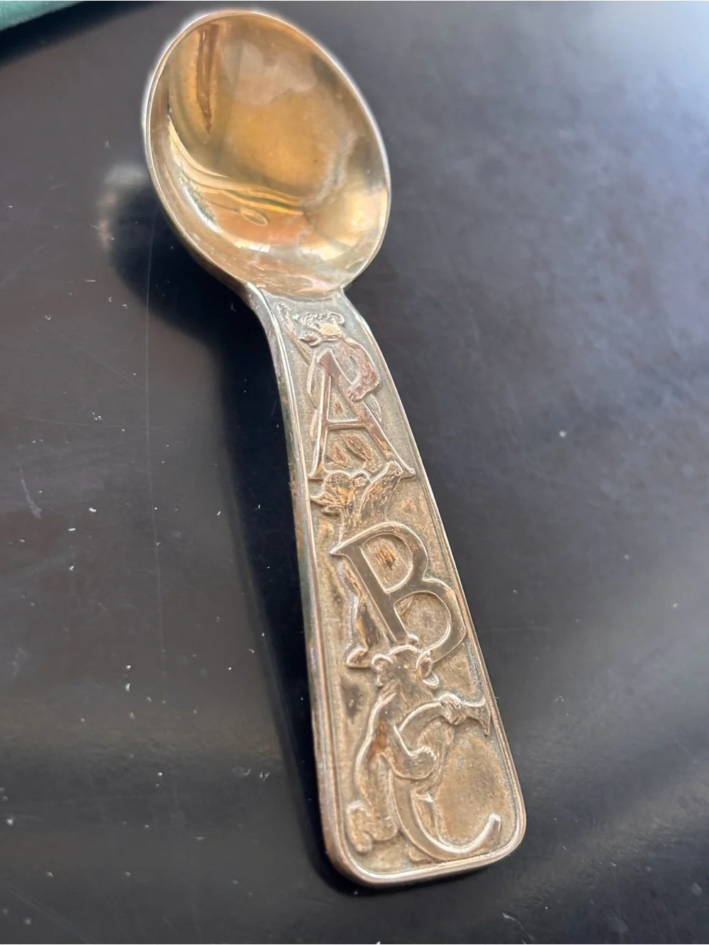 TIFFANY & CO Sterling Silver 925 antique BABY ABC/teddy bears BABY SPOON